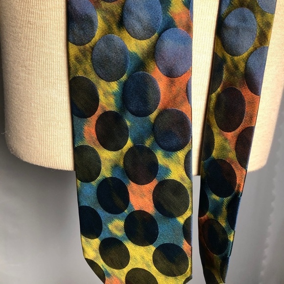 Mens Blue, Orange, Yellow Tie. Bolgheri. Like New. - Picture 2 of 3